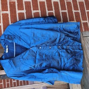 Cato Woman Vintage Satin Silky Snap Shirt Royal Blue 22/24